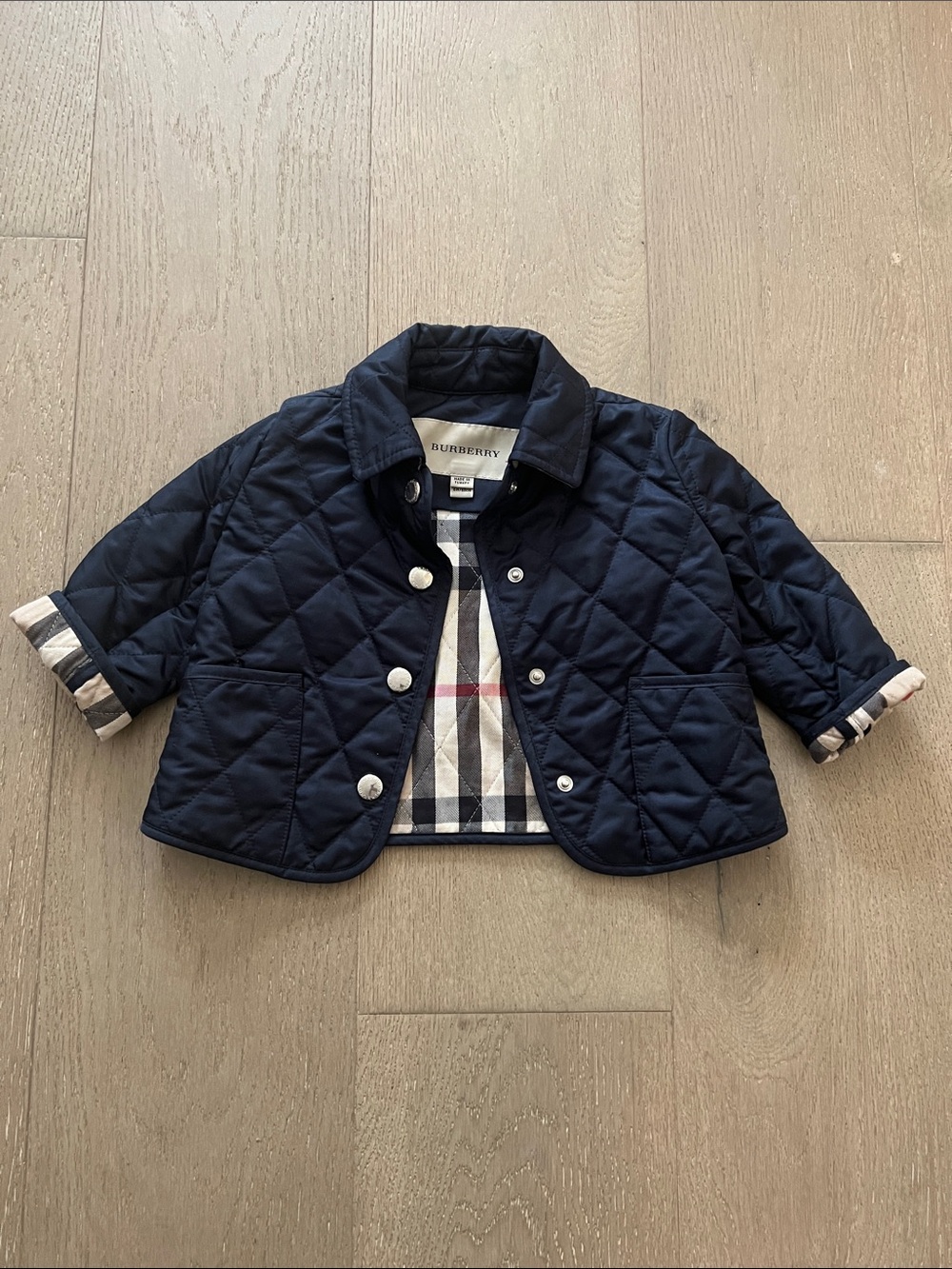 Burberry Baby Navy Quilted Jacket 6 Months